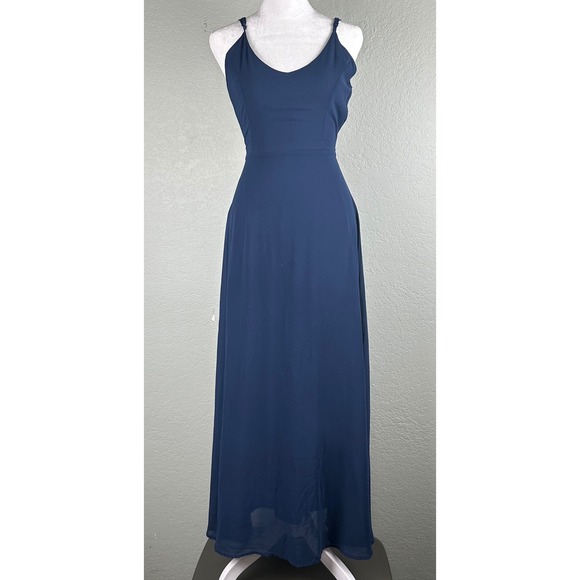 True Decadence Women Size 6 Navy Blue Maxi Dress Formal Evening Prom Bridesmaid